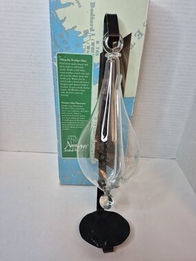 Nantucket Glass Weather Globe with Black Metal Hanger Vintage Original Box